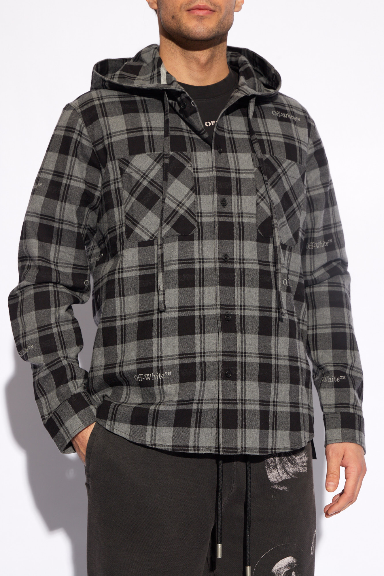 Off white hotsell plaid hooded jacket